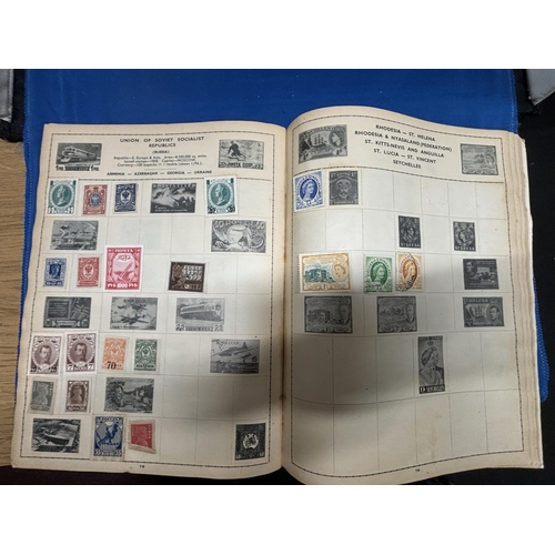 515 - FOUR PART FILLED STAMP ALBUM WITH STAMPS FROM AROUND THE WORLD