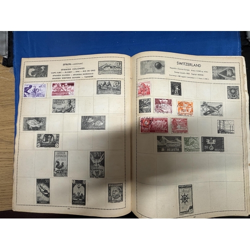 515 - FOUR PART FILLED STAMP ALBUM WITH STAMPS FROM AROUND THE WORLD