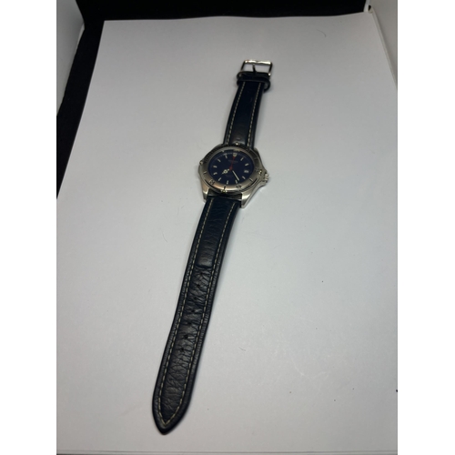 655 - A SEKONDA QUARTZ WRIST WATCH WITH LEATHER STRAP