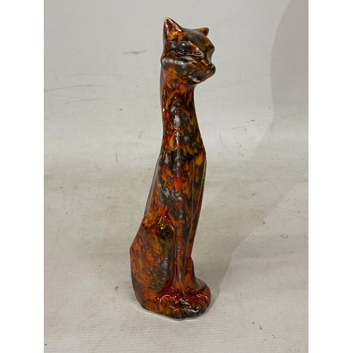 815 - AN ANITA HARRIS TALL DECO CAT SIGNED IN GOLD