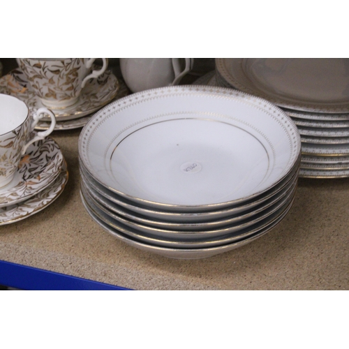 856 - A COLLECTION OF CHINA PLATES, SIDE PLATES, BOWLS, A TEA POT, COFFEE POT, CREAM JUG, SUGAR BOWL, CUPS... 