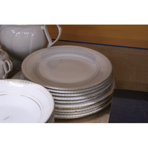 856 - A COLLECTION OF CHINA PLATES, SIDE PLATES, BOWLS, A TEA POT, COFFEE POT, CREAM JUG, SUGAR BOWL, CUPS... 