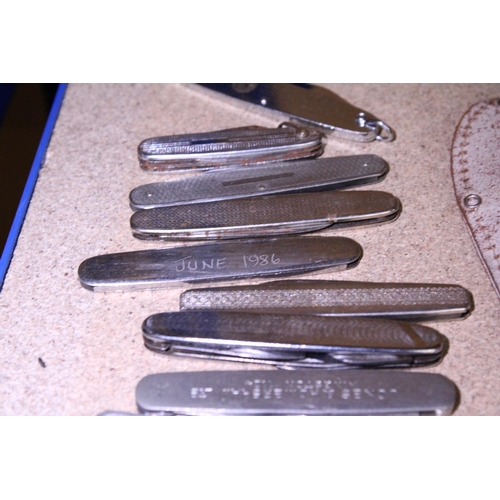 864 - TEN WHITE METAL VINTAGE PENKNIVES