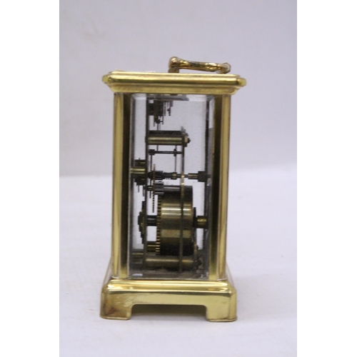 879 - A BAYARD 8 DAY CARRIAGE CLOCK IN GOOD WORKING ORDER BUT NO WARRANTY GIVEN