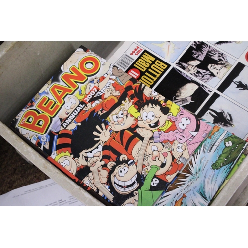 885 - A QUANTITY OF 2000 AD COMICS AND BEANO ALBUMS TO INCLUDE 2007, 2005, 2009, ETC.,