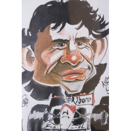 1018 - A SIGNED CARIACATURE OF AYRTON SENNA