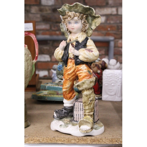 1053 - TWO CAPODIMONTE FIGURES OF A BOY AND GIRL, HEIGHT 35CM