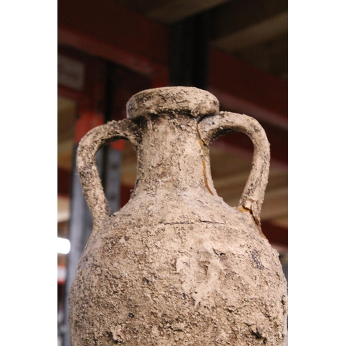 1090 - AN ITALIAN STYLE AMPHORA WITH A METAL BASE, HEIGHT 59CM