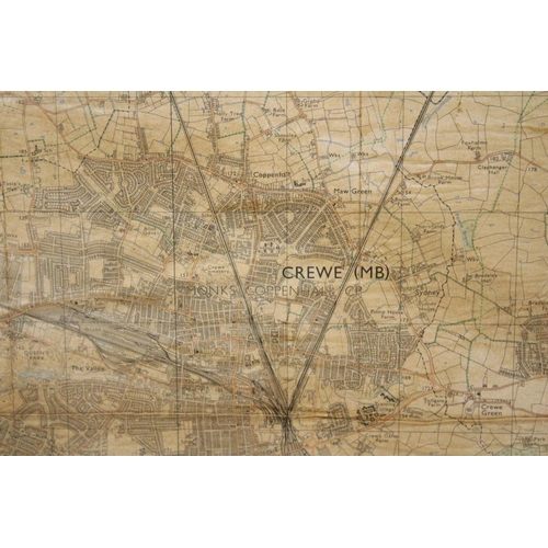 1097 - A FRAMED ORDNANCE SURVEY MAP OF CREWE SHEET SJ 65/75