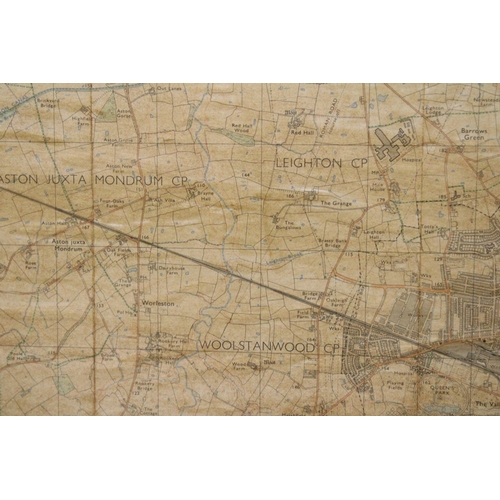 1097 - A FRAMED ORDNANCE SURVEY MAP OF CREWE SHEET SJ 65/75