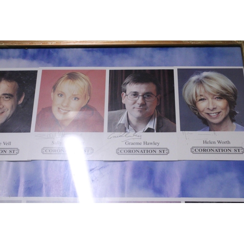 1134 - A FRAMED MONTAGE OF CORONTION STREET ACTORS WITH SIGNATURES - NO PROVENANCE