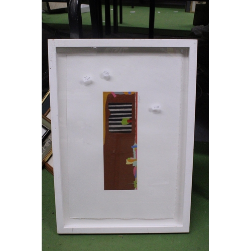 1137 - TWO FRAMED PICTURES TO INCLUDE A COLLAGE AND A WATERCOLOUR OF PEARS