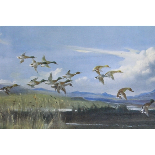 1175 - A SIGNED VERNON WARD 1950'S PRINT, 'THE FLIGHT BACK'