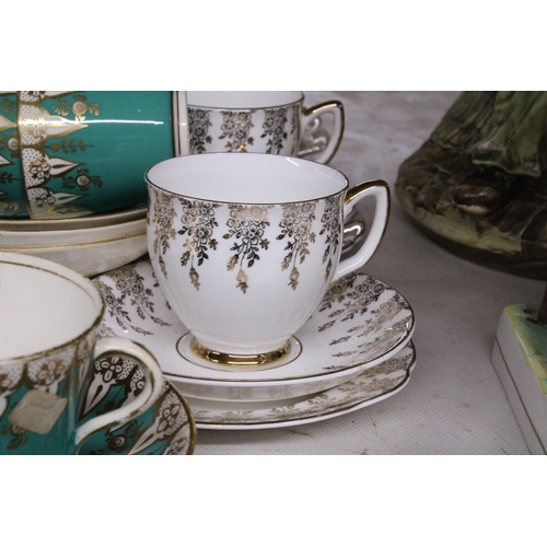 1187 - A QUANTITY OF VINTAGE CHINA CUPS, SAUCERS AND SIDE PLATES