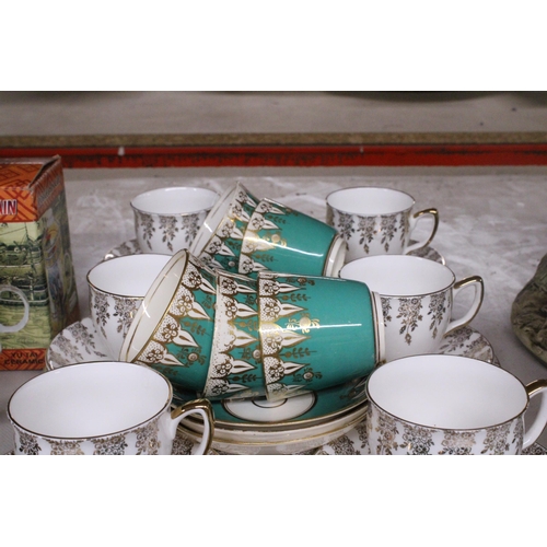 1187 - A QUANTITY OF VINTAGE CHINA CUPS, SAUCERS AND SIDE PLATES