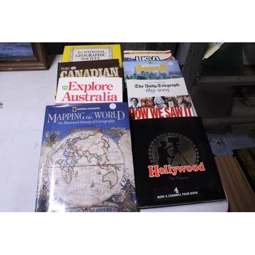 1194 - EIGHT LARGE BOOKS TO INCLUDE 'HOLLYWOOD' THE PIONEERS, NATIONAL GEOGRAPHIC SOCIETY, 100 YEARS, TRAVE... 