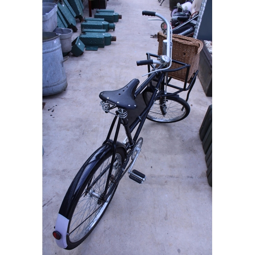 1515 - A VINTAGE BUTCHERS/BAKERY BIKE WITH BROOKS SADDLE, FRONT STAND AND WICKER BASKET, IN VERY CLEAN COND... 