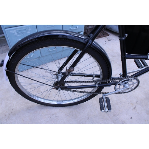 1515 - A VINTAGE BUTCHERS/BAKERY BIKE WITH BROOKS SADDLE, FRONT STAND AND WICKER BASKET, IN VERY CLEAN COND... 