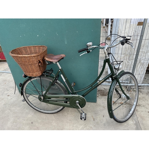 1540 - A VINTAGE PASHLEY LADIES BIKE WITH REAR WICKER BASKET, BROOKS SADDLE AND REAR WHEEL LOCKING SYSTEM, ... 