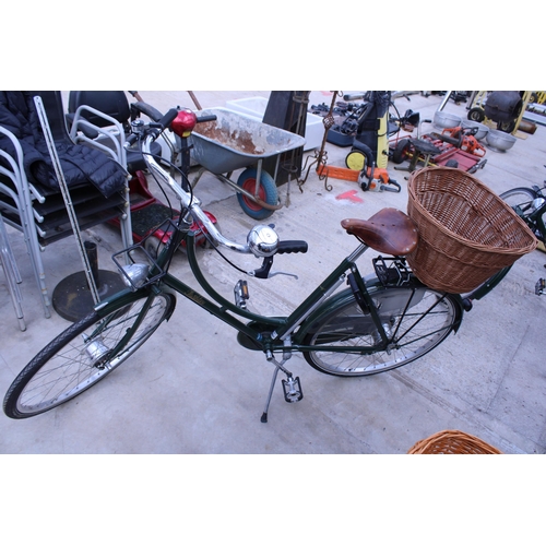 1540 - A VINTAGE PASHLEY LADIES BIKE WITH REAR WICKER BASKET, BROOKS SADDLE AND REAR WHEEL LOCKING SYSTEM, ... 