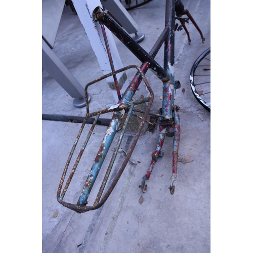 1955 - A VINTAGE BIKE FRAME AND ONE WHEEL