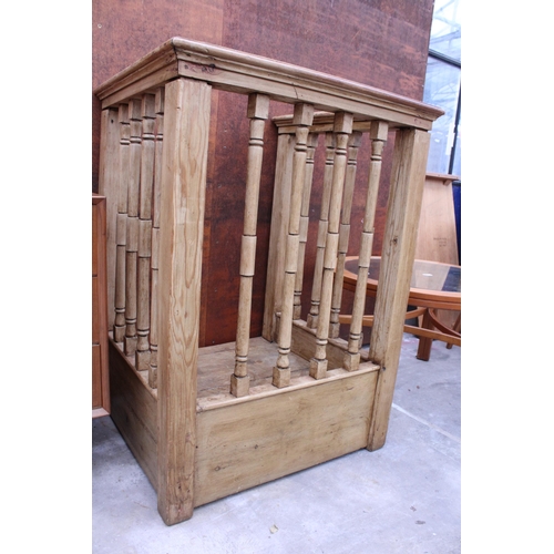 2504 - A VICTORIAN PINE PULPIT WITH TURNED COLUMNS, 32