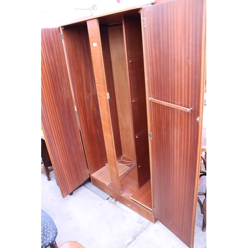 2580 - A RETRO TEAK TWO DOOR WARDROBE, 36