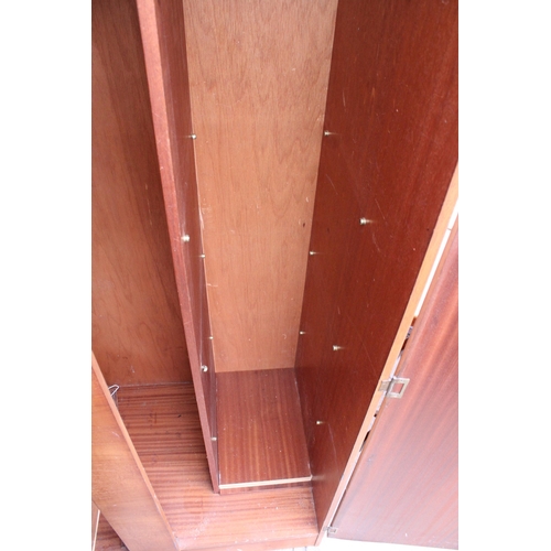 2580 - A RETRO TEAK TWO DOOR WARDROBE, 36