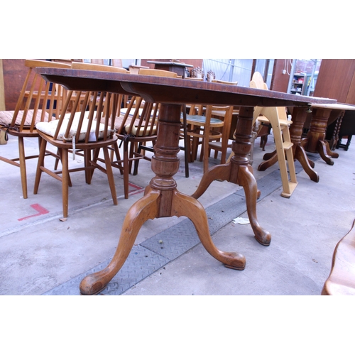 2585 - A MAHOGANY D END DINING TABLE ON TRIPOD BASE