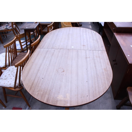 2585 - A MAHOGANY D END DINING TABLE ON TRIPOD BASE