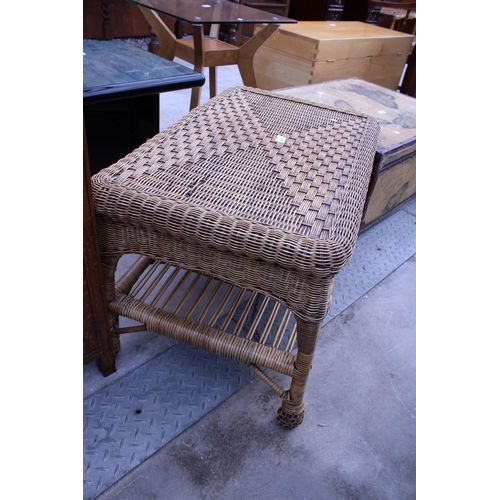 2593 - A WICKER TWO TIER COFFEE TABLE