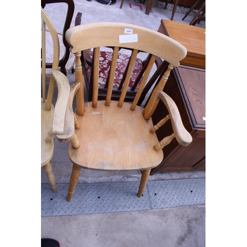 2595 - TWO VICTORIAN STYLE KITCHEN CARVER CHAIRS