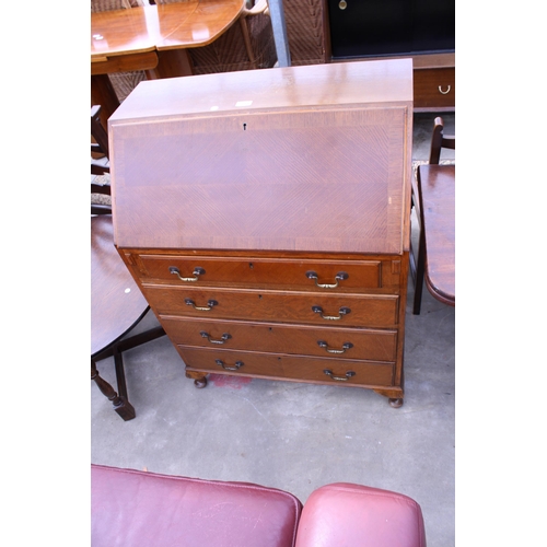 2609 - A MID 20TH CENTURY OAK BUREAU ON CABRIOLE LEGS BEARING NORTHAMPTON CABINET COMPANY, 30