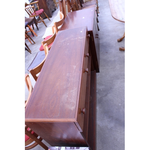 2626 - A MAHOGANY TWO DOOR CUPBOARD AND MATCHING OPEN BOOKCASE WITH TWO DRAWERS