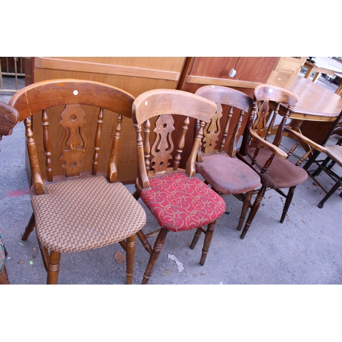 2641 - ELEVEN VICTORIAN STYLE PIERCED SPLAT-BACK DINING CHAIRS, TWO BEING CARVERS