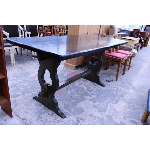 2715 - AN OAK REFECTORY STYLE DINING TABLE, 65