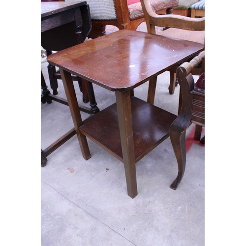 2717 - A LATE VICTORIAN BEECH PIANO STOOL AND A SMALL TWO TIER LAMP TABLE