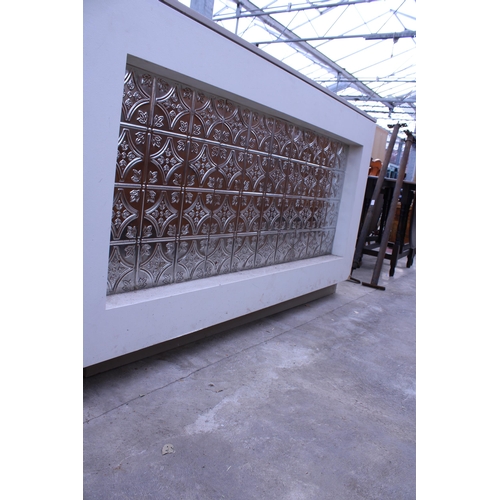 2723 - A PAINTED BAR UNIT WITH EMBOSSED METAL TILE EFFECT SUNKEN PANEL 70