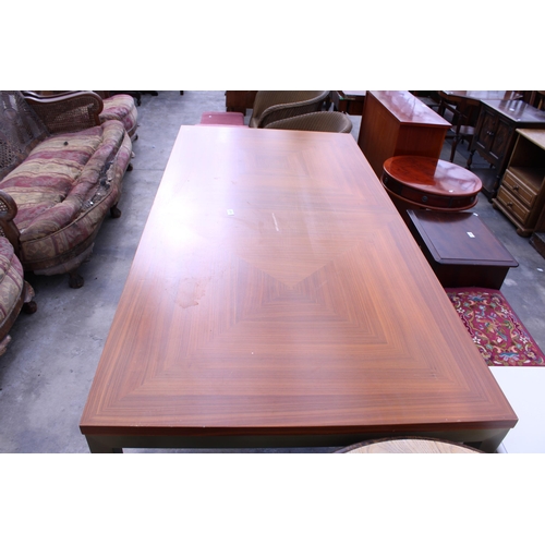 2751 - A HARDWOOD WORK/OFFICE TABLE ON METALWARE LEGS AND FRAME, 71