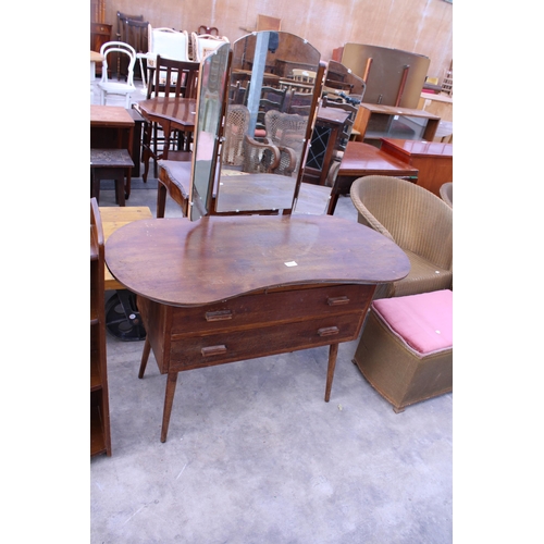 2753 - A MID 20TH CENTURY KIDNEY SHAPED DRESSING TABLE AND OPEN FOUR TIER BOOKCASE