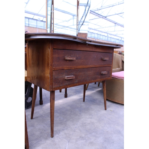 2753 - A MID 20TH CENTURY KIDNEY SHAPED DRESSING TABLE AND OPEN FOUR TIER BOOKCASE