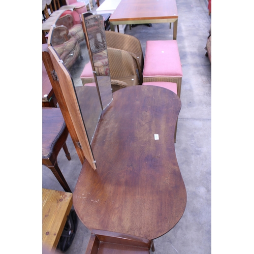 2753 - A MID 20TH CENTURY KIDNEY SHAPED DRESSING TABLE AND OPEN FOUR TIER BOOKCASE