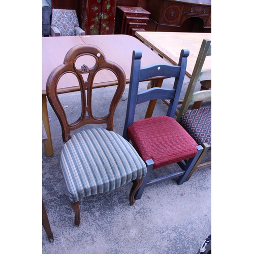 2775 - AN EARLY 20TH CENTURY OAK DINING CHAIR AND THREE OTHER CHAIRS