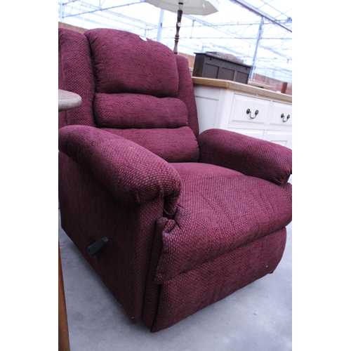 2897 - A PURPLE RECLINER CHAIR