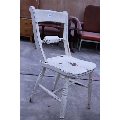 2915 - A PAINTED VICTORIAN BAR BACK KITCHEN CHAIR