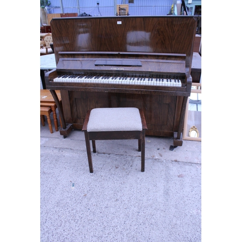 2941 - AN ATHELSTAN WALNUT UPRIGHT PIANO AND STOOL