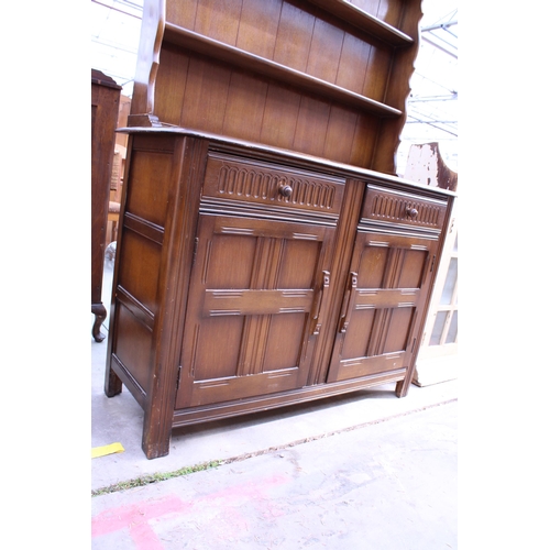 2966 - A REPRODUCTION ELM DRESSER WITH PLATE RACK, 48