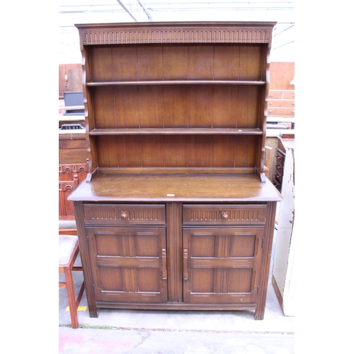 2966 - A REPRODUCTION ELM DRESSER WITH PLATE RACK, 48