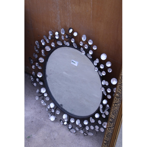 3009 - AN OVAL FRAMELESS WALL MIRROR AND 22