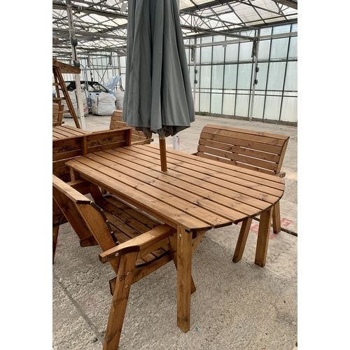 242 - AN AS NEW EX DISPLAY CHARLES TAYLOR GARDEN FURNITURE SET COMPRISING OF ONE OVAL TABLE WITH TWO DOUBL... 